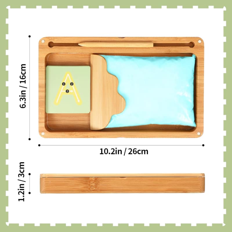 Montessori Sand Tray for Kids - Wooden Writing Tool (Blue)