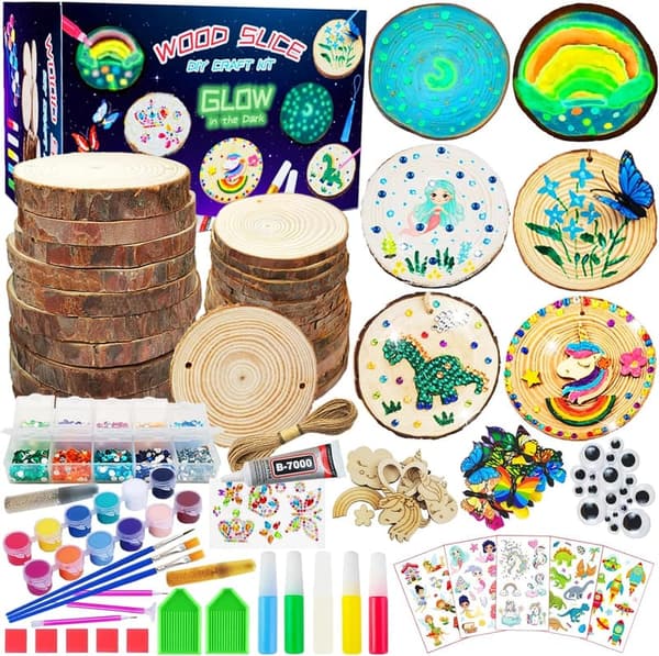 Glow-in-the-Dark Wooden Crafts Kit for Kids Ages 6-12