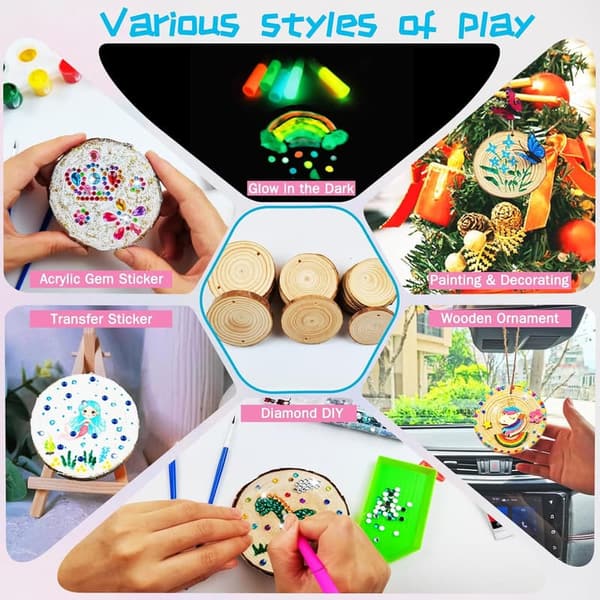 Glow-in-the-Dark Wooden Crafts Kit for Kids Ages 6-12