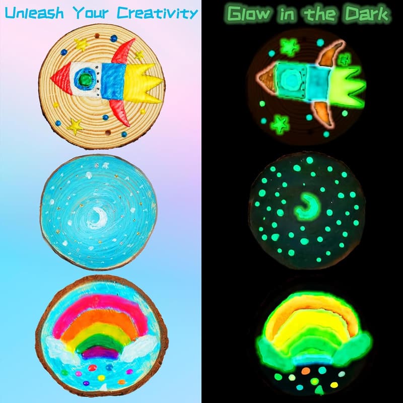 Glow-in-the-Dark Wooden Crafts Kit for Kids Ages 6-12