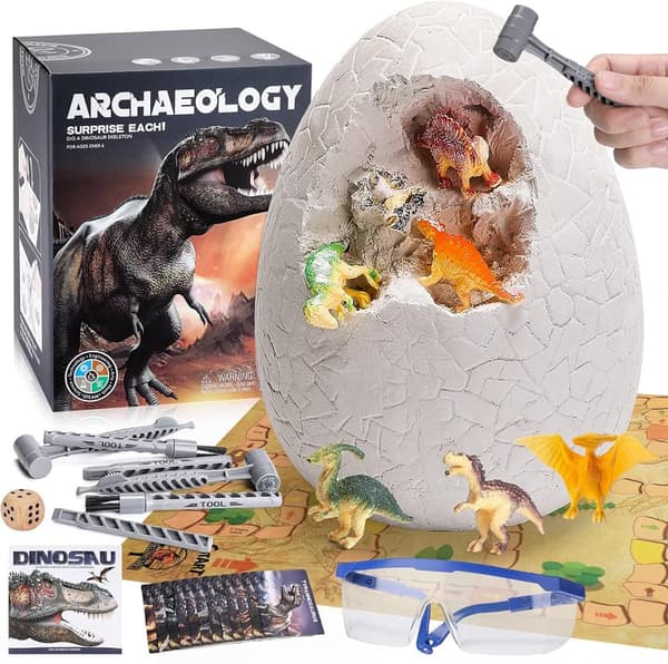 Dinosaur Egg Dig Kit for Kids - Birthday Gift with 12 Dinosaurs