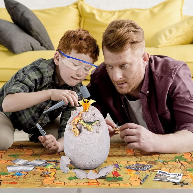 Dinosaur Egg Dig Kit for Kids - Birthday Gift with 12 Dinosaurs