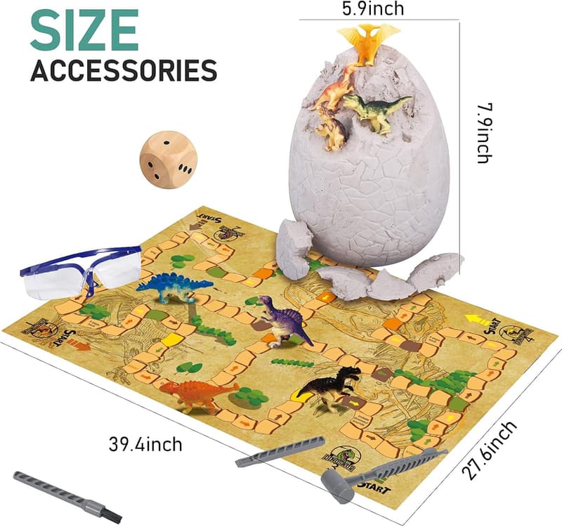 Dinosaur Egg Dig Kit for Kids - Birthday Gift with 12 Dinosaurs