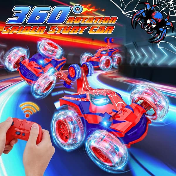 Remote Control Stunt Car with Lights, Rechargeable, for Boys