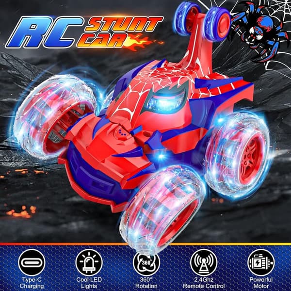 Remote Control Stunt Car with Lights, Rechargeable, for Boys