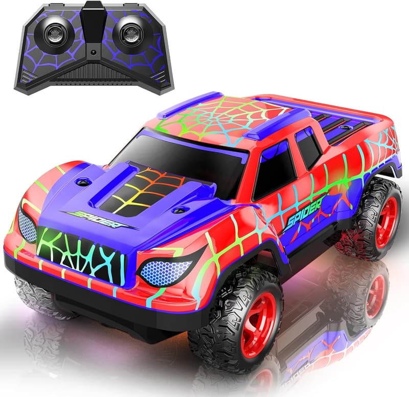 Mini RC Racing Car for Kids, Rechargeable, Cool Lights, Red