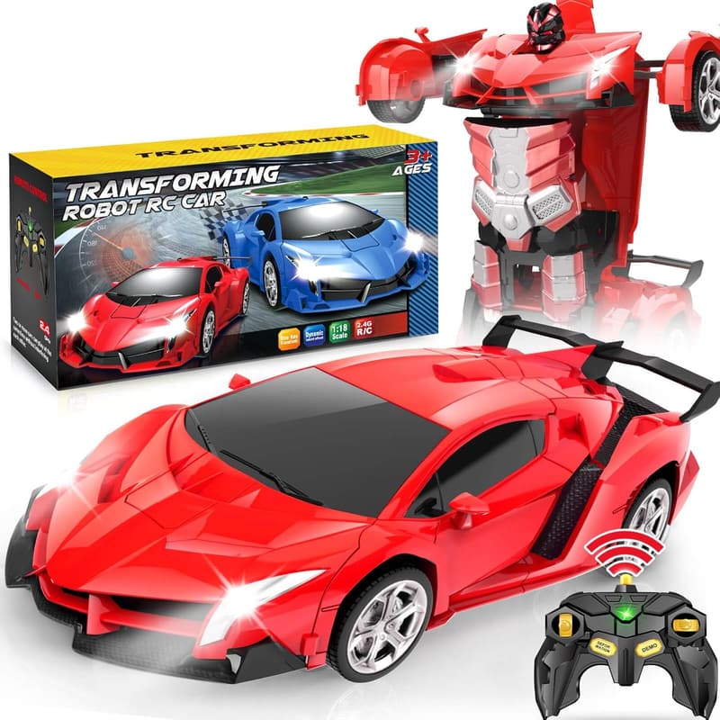 Remote Control Transforming Robot Car - Gift for Boys Ages 5-12