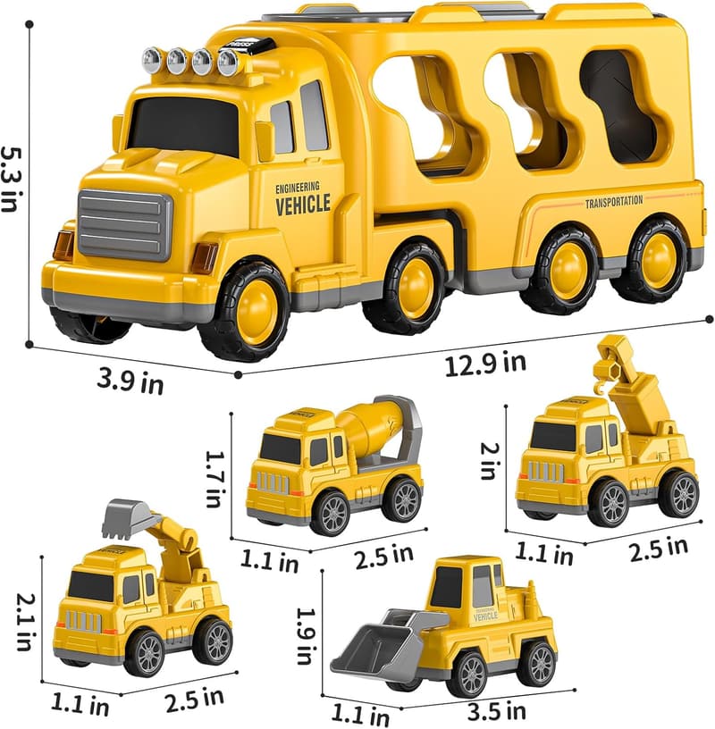 Construction Truck Toy Set for Toddlers 3-5 Years Old