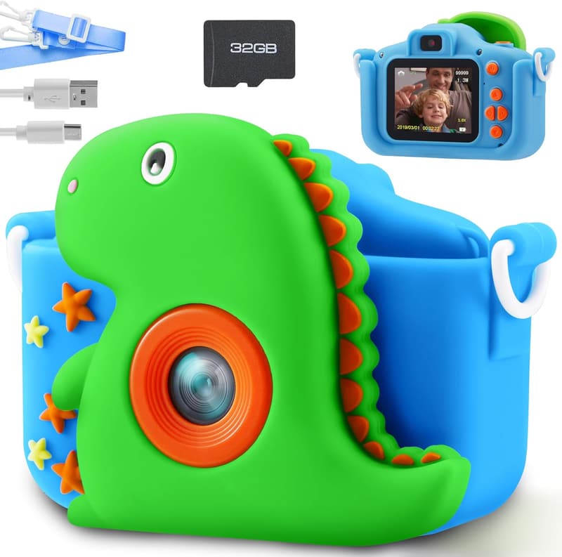 Kids Dinosaur Camera - 1080P HD Selfie Toy for Ages 3-8