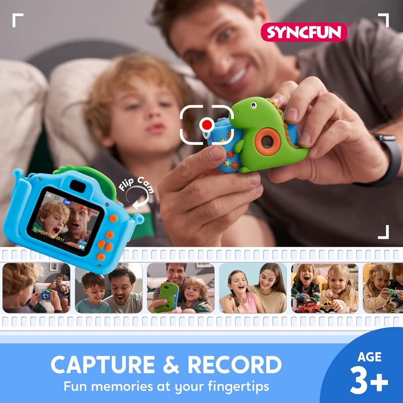 Kids Dinosaur Camera - 1080P HD Selfie Toy for Ages 3-8
