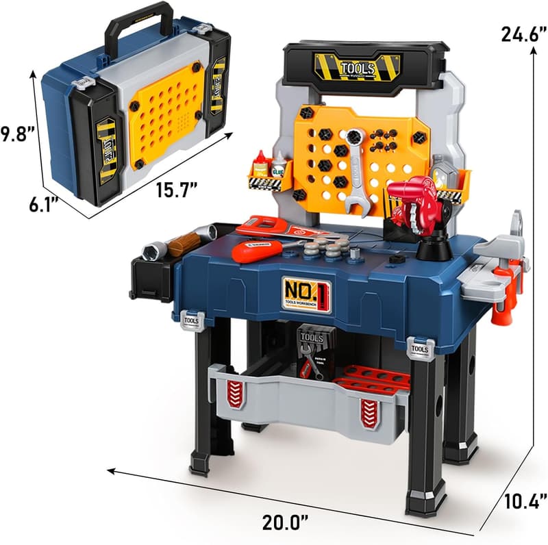 Kids Pretend Play Tool Set with Workbench - Learning Toy for Ages 3-5