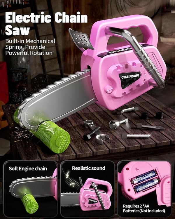 Kids Construction Tool Set with Electric Saw & Drill - 54 Pcs