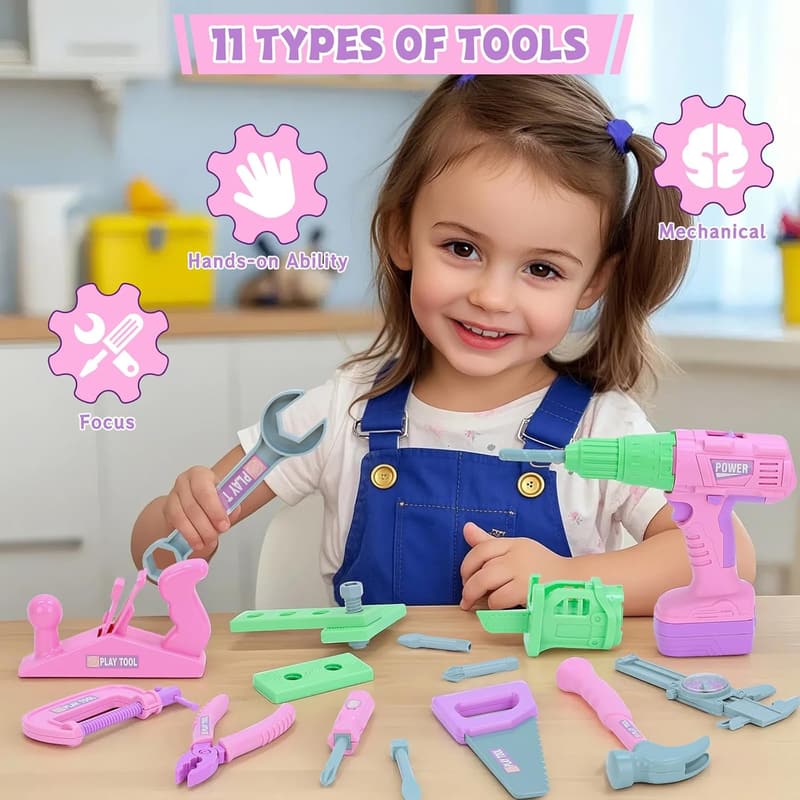 Kids Tool Set with Electric Drill - 31 PCS Pretend Play Construction Toy
