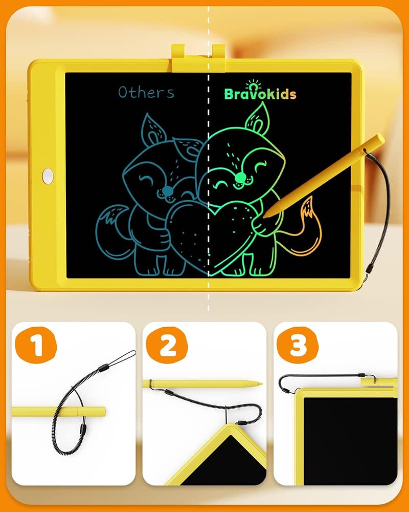 Kids' Educational 10-Inch LCD Doodle Pad - Birthday Gift (Yellow)