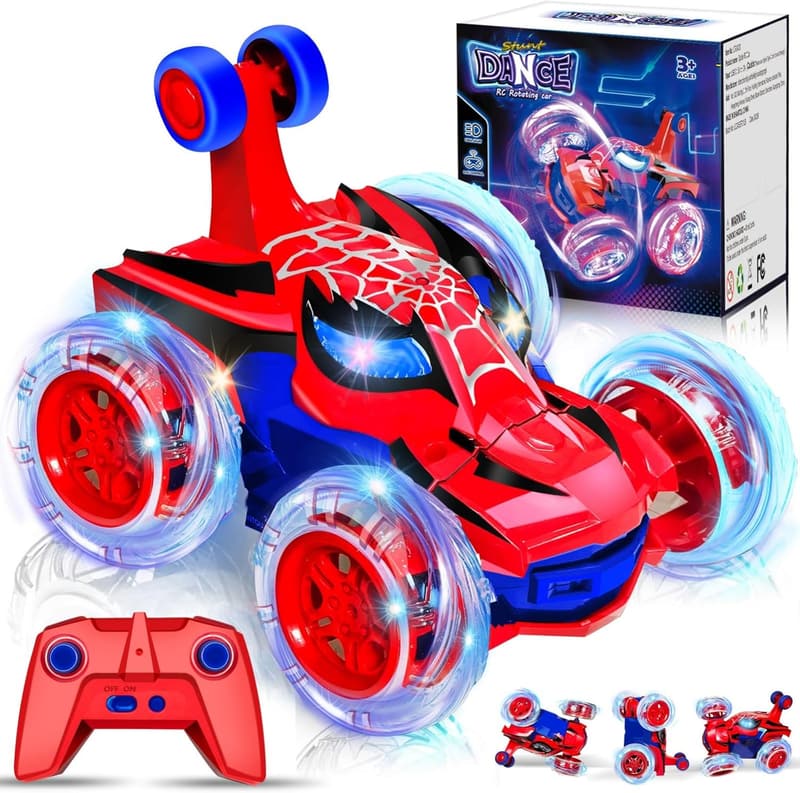 Remote Control Spider Car Toy for Boys - 360° Stunt & Light Up Wheels