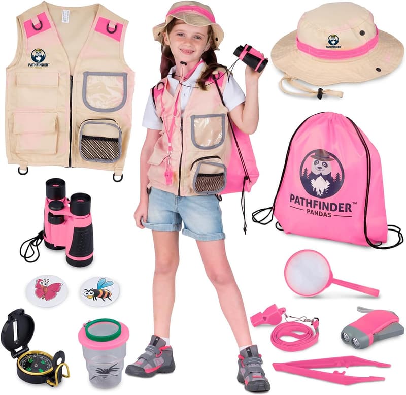 Kids Explorer Kit with Safari Vest & Hat for Ages 3-12