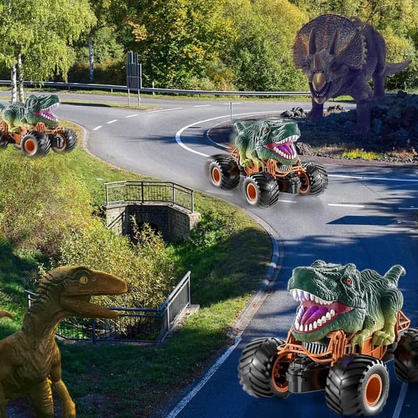 RC Dinosaur Car with Light & Sound - Birthday Gift for Kids 3-8