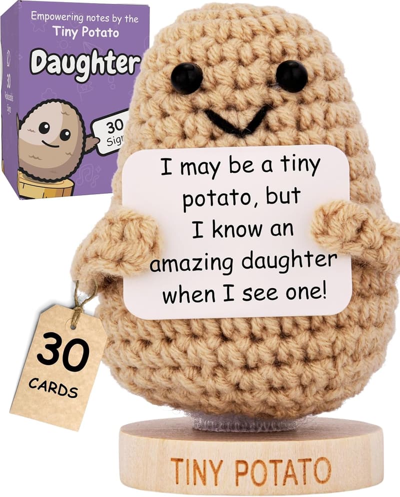 Mother's Day Handmade Crochet Potato Doll with 30 Signs for Daughters