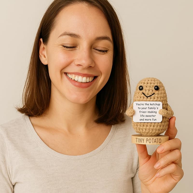 Mother's Day Handmade Crochet Potato Doll with 30 Signs for Daughters