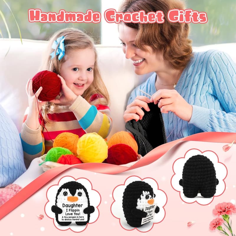 Handmade Crochet Penguin Birthday Gift for Daughter