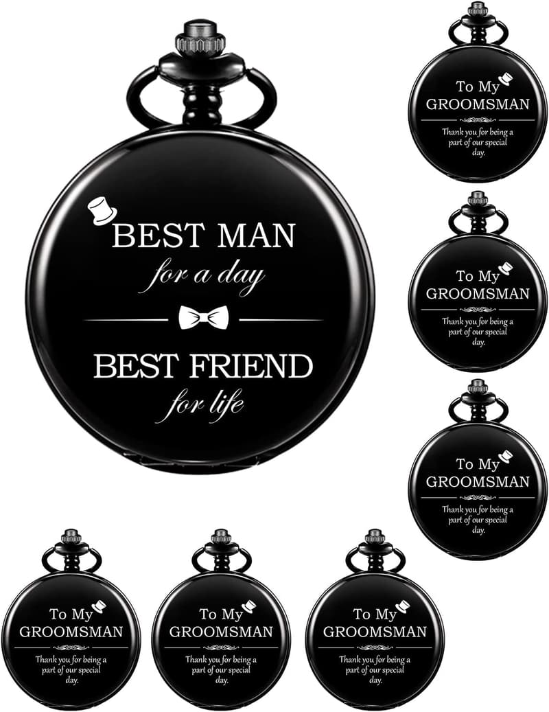 Engraved Pocket Watch for Wedding Groomsmen