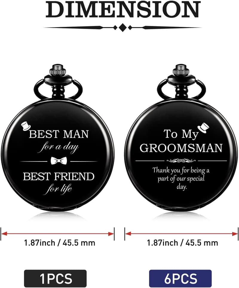 Engraved Pocket Watch for Wedding Groomsmen
