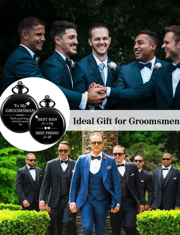 Engraved Pocket Watch for Wedding Groomsmen