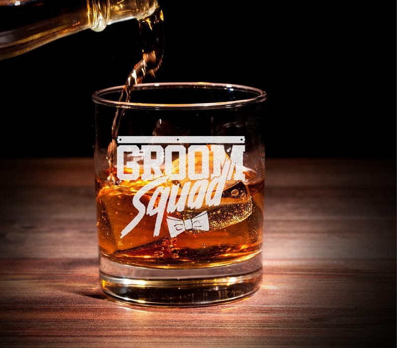 Groomsmen Gift: Groom Squad Bow Tie Whiskey Glass