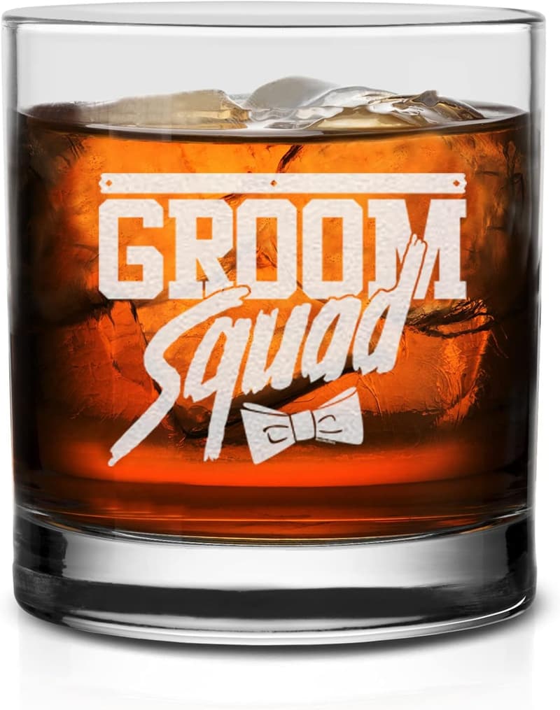 Groomsmen Gift: Groom Squad Bow Tie Whiskey Glass