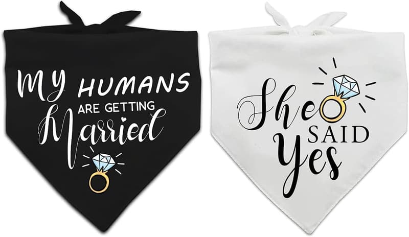 Wedding Engagement Dog Bandana Set for Pet Lovers