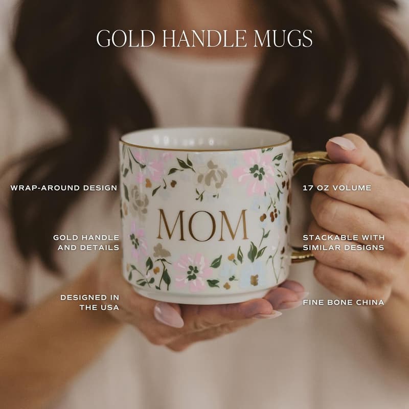 Engaged Era Gold Handle Coffee Mugs - 17oz Spring Home Decor