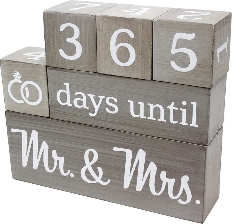 Engagement Countdown Calendar - Rustic Wooden Blocks