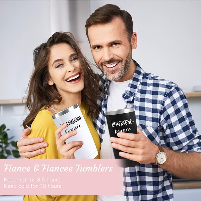 Engagement Gift Set for Couples – Personalized Wine Tumblers & Accessories
