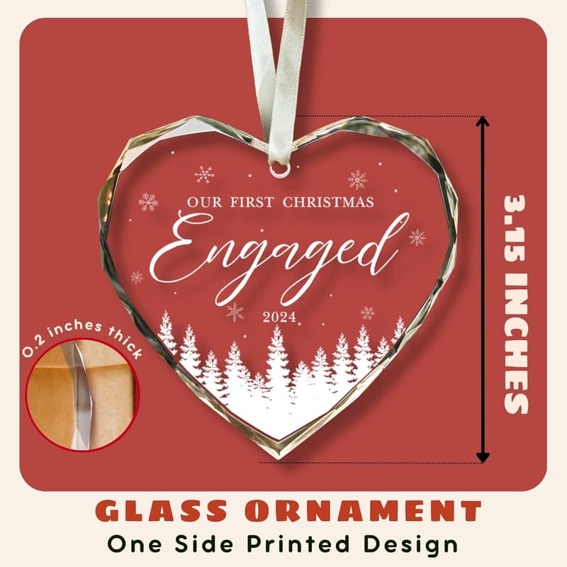 Just Engaged Glass Ornament for Couples