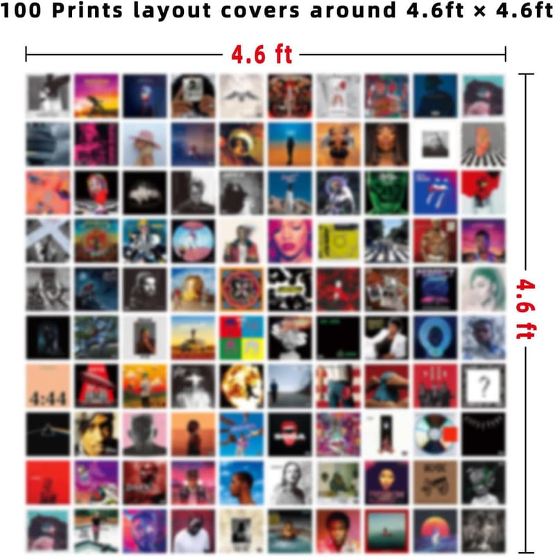 Room Collage Kit - 100 Pcs 5x5 Inch Music Posters