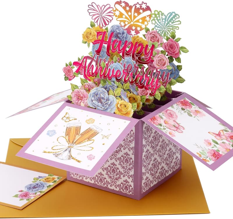 Happy Anniversary 3D Pop-Up Card for Couples with Envelope