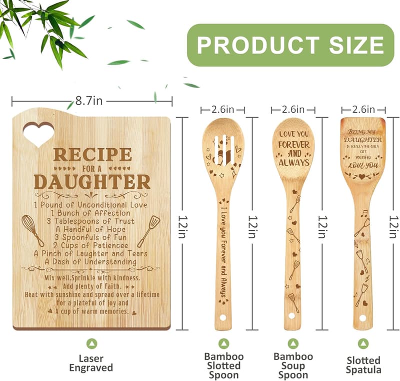 Mother's Day Wooden Cutting Board Set for Daughter