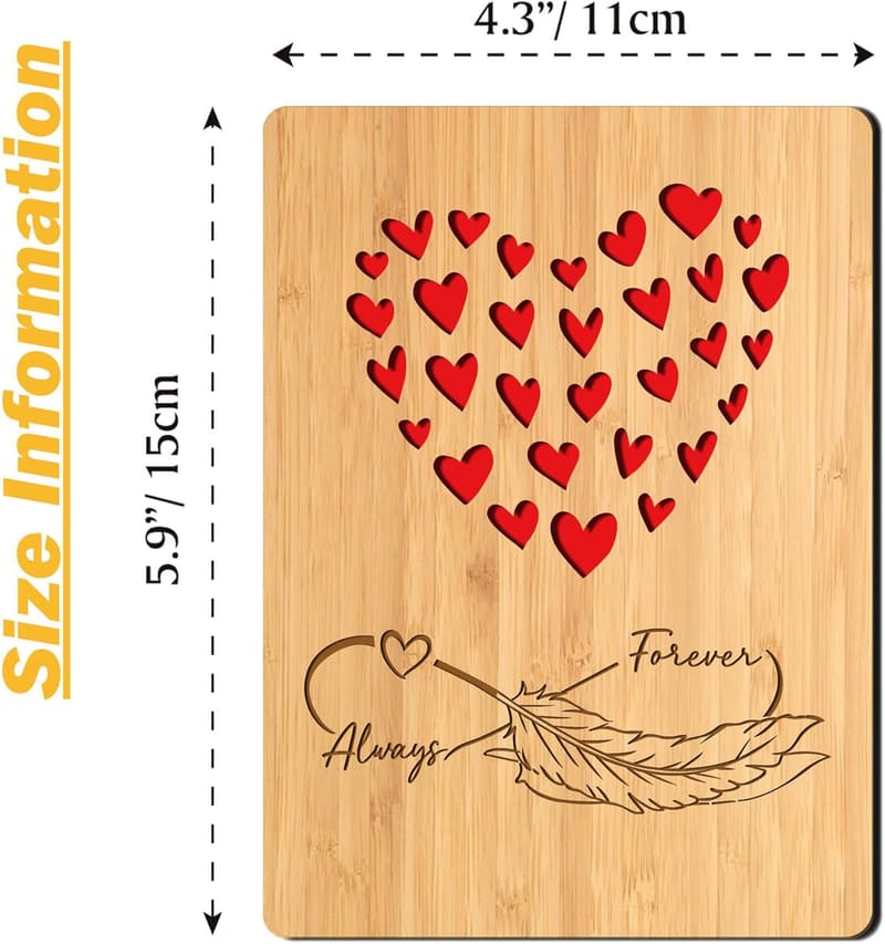 Sustainable Bamboo Greeting Card for Couples - Penguin Love