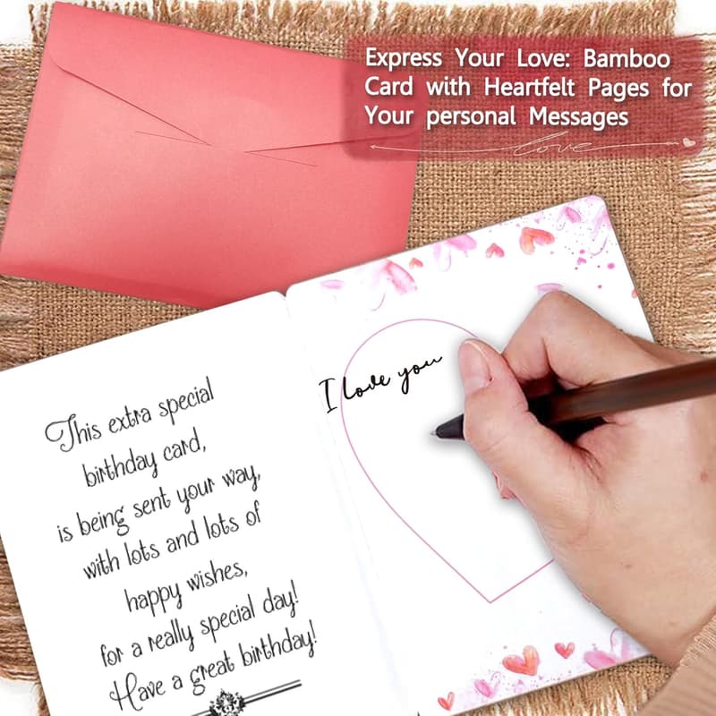 Sustainable Bamboo Greeting Card for Couples - Penguin Love