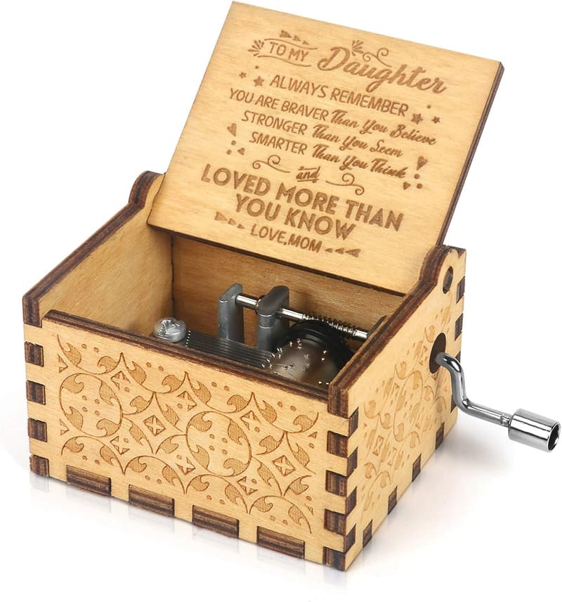 Engraved Vintage Music Box for Daughter - 