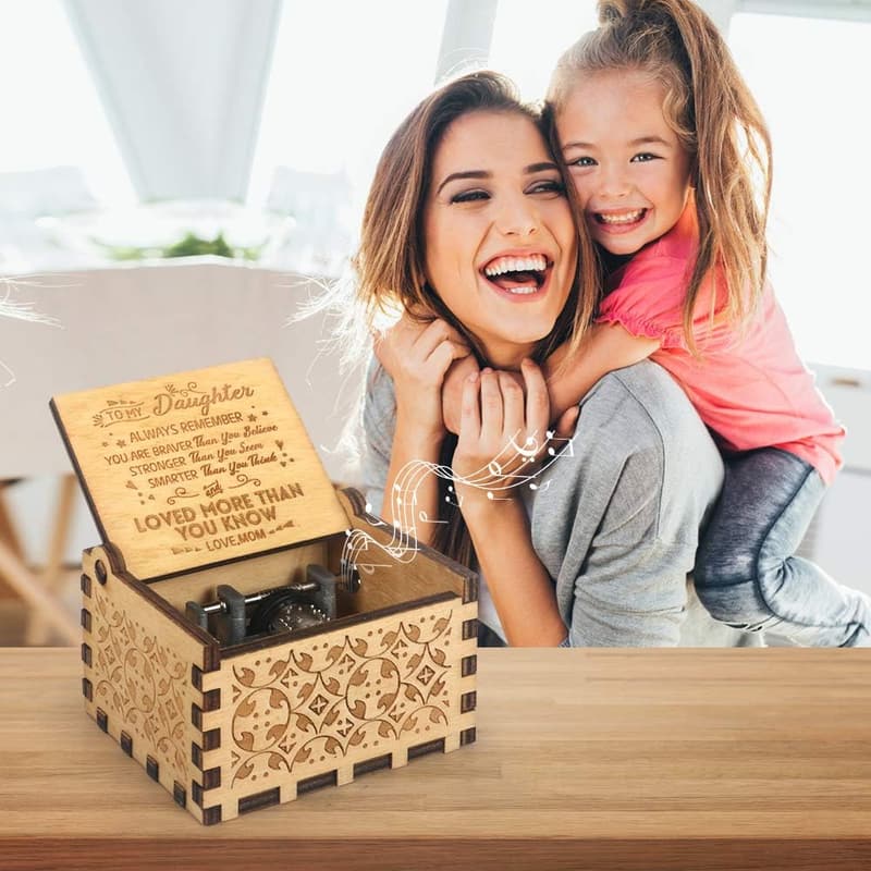 Engraved Vintage Music Box for Daughter - 