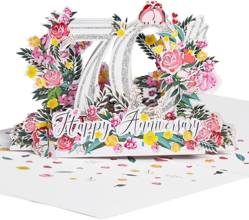 70th Anniversary 3D Pop Up Greeting Card for Couples