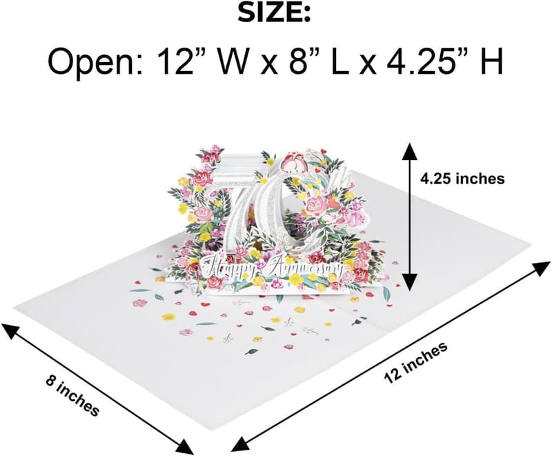 70th Anniversary 3D Pop Up Greeting Card for Couples