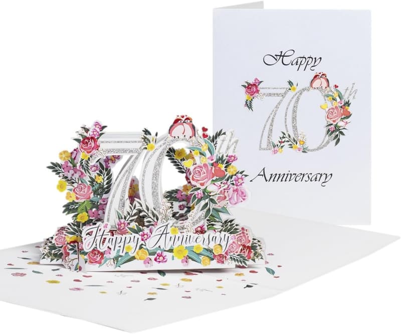 70th Anniversary 3D Pop Up Greeting Card for Couples