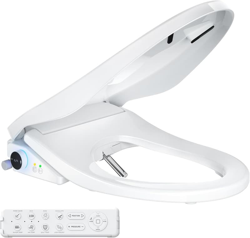Heated Elongated Bidet Toilet Seat with Wireless Remote