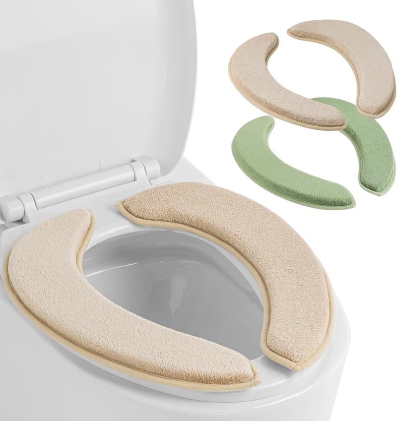 Flannel Toilet Seat Cover Set with Memory Foam - 2 Pack