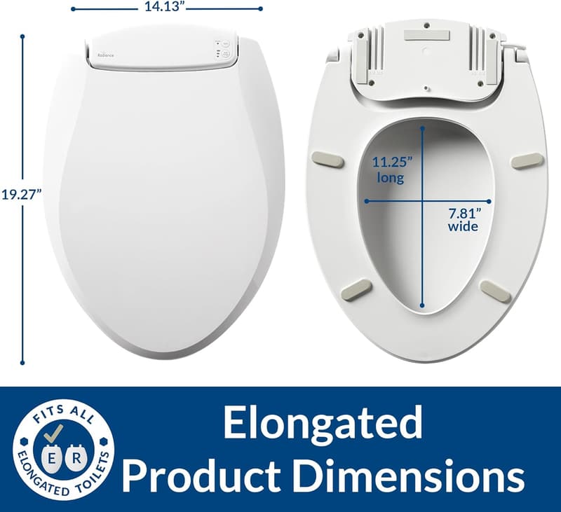 Heated Elongated Toilet Seat with Slow Close - White