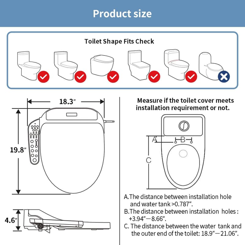 Intelligent Electric Bidet Seat with Warm Water & Slow Close