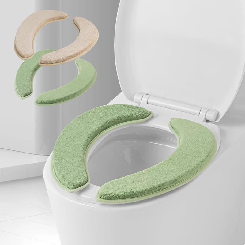 Soft Flannel Toilet Seat Covers with Memory Foam, 2-Pack