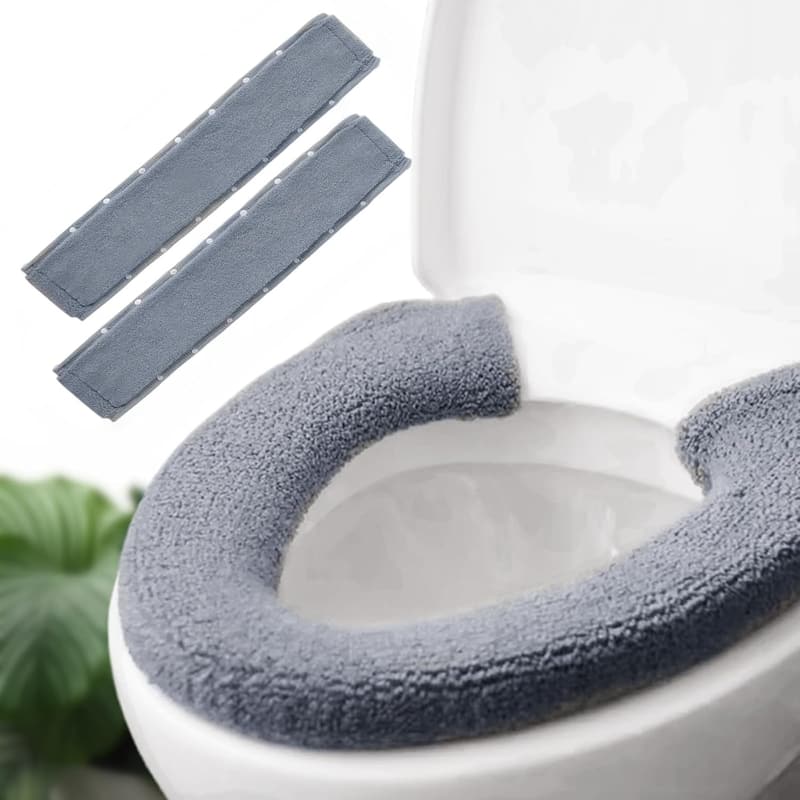 Toilet Seat Warmer Cushions – Plush 2pcs Blue & Grey